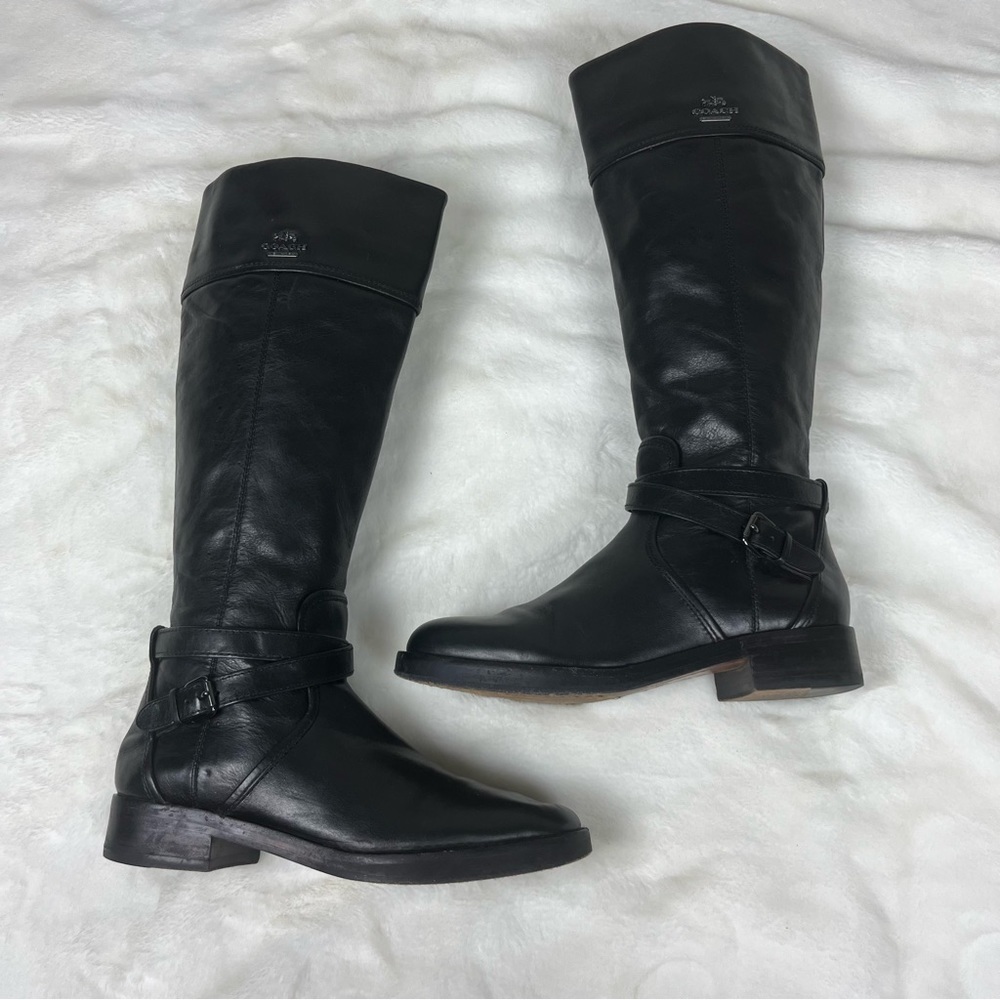 COACH LEATHER ELM KNEE HIGH BOOTS IN BLACK SIZE 6.5 - Picture 13 of 16
